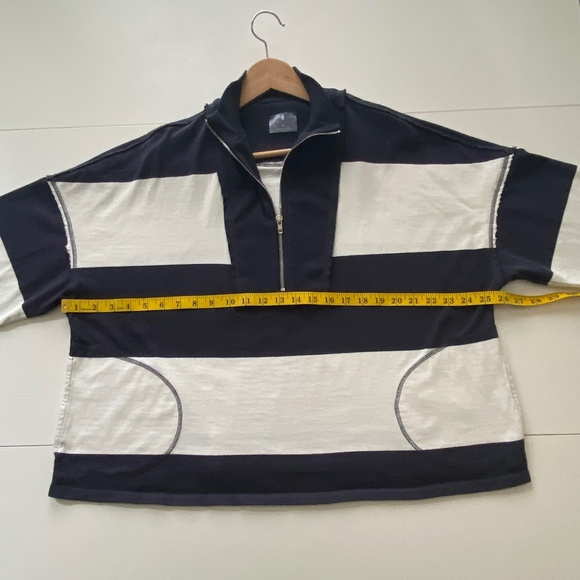 FP Movement Retro Rugby Polo Top Striped Navy and White Size Medium - Picture 11 of 13